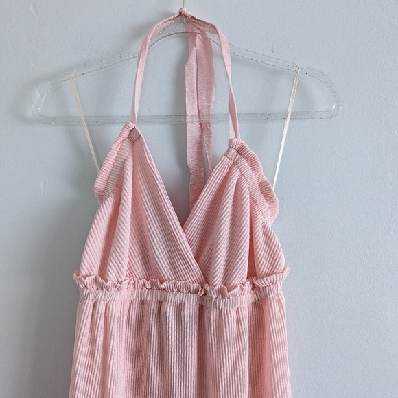 NWT Urban Outfitters Lush Ballet Pink Pleated Midi Dress Size Medium - Picture 2 of 5